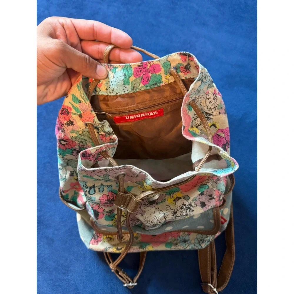 Union Bay Floral Leather & Canvas Mini Backpack Womens Multicolor